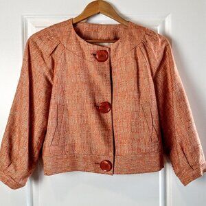 Eye Orange Shimmer Linen Blend Crop Jacket